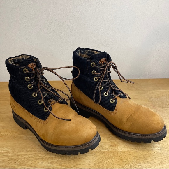 Timberland Wheat and Plaid Nubuck Tan Corduroy Waterproof Winter Boots Size 7 - Picture 1 of 16